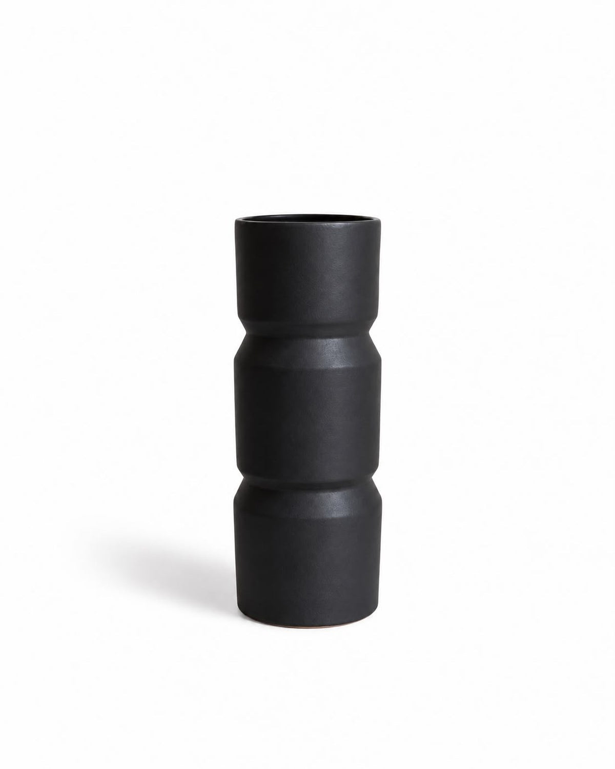 Siren handmade matte black ceramic vessel from France, front view