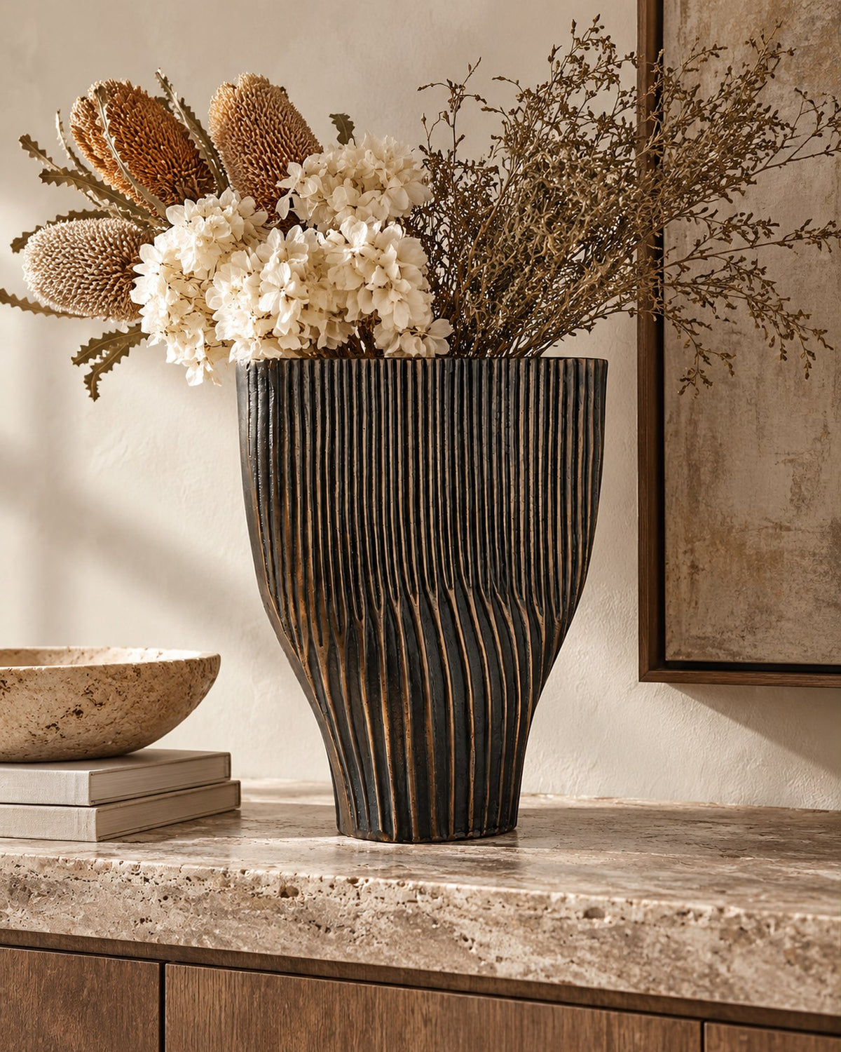 Undertow vessel styled with dried botanicals (botanicals not included)